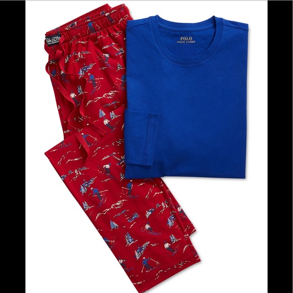 Polo Ralph Lauren Men's 2-Pc. Solid Long-Sleeve Sleep T-Shirt & Printed Pajama - Picture 5 of 5